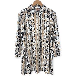 Three Eighty Two Mara Button Front Mini Dress In Python Reptile Size Small